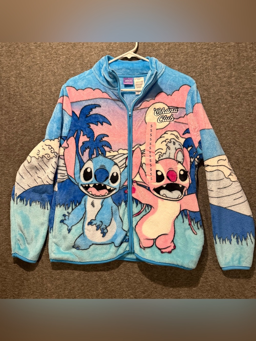 Disney Stitch Fleece Jacket Womens S Graphic Super Soft Full Zip Sherpa Lilo NWT